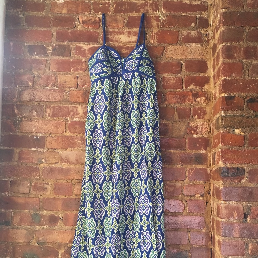 Blue green maxi dress